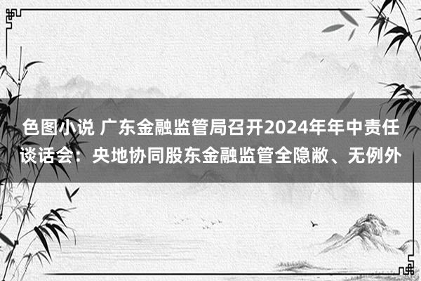 色图小说 广东金融监管局召开2024年年中责任谈话会：央地协同股东金融监管全隐敝、无例外