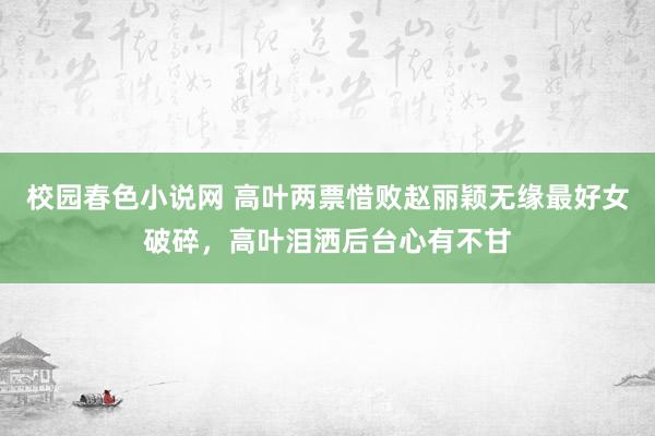 校园春色小说网 高叶两票惜败赵丽颖无缘最好女破碎，高叶泪洒后台心有不甘