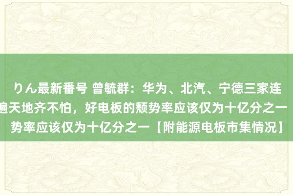 りん最新番号 曾毓群：华为、北汽、宁德三家连合便是“数理化”，走遍天地齐不怕，好电板的颓势率应该仅为十亿分之一【附能源电板市集情况】