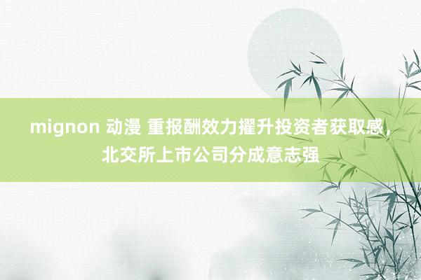 mignon 动漫 重报酬效力擢升投资者获取感，北交所上市公司分成意志强