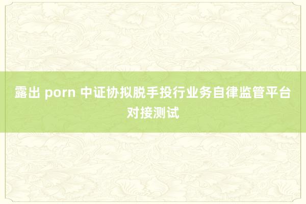 露出 porn 中证协拟脱手投行业务自律监管平台对接测试