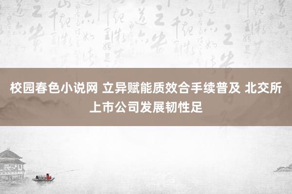 校园春色小说网 立异赋能质效合手续普及 北交所上市公司发展韧性足